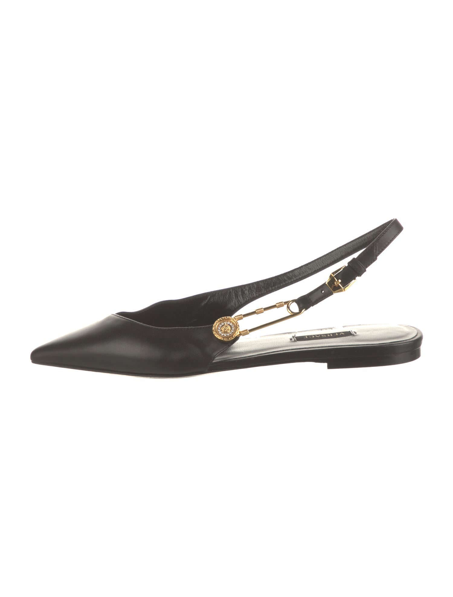Versace Medusa Insignia Leather Slingback Flats